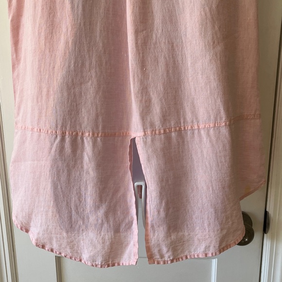 Saks 100% Linen Top Long Sleeveless Womens XL Pink Lightweight Coastal Beachy - Picture 11 of 16